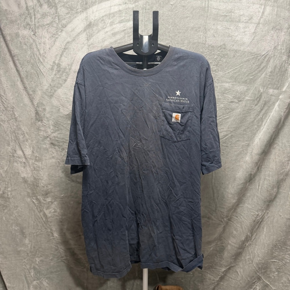 Carhartt Mens 3 XLarge Tall Navy Blue Pocket T Shirt Pennsylvania American Water